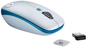 Logitech V550 Nano Cordless Laser Mouse grau/blau, USB