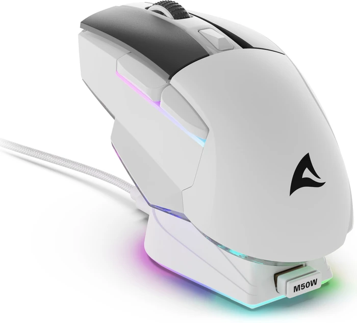 Sharkoon Skiller SGM50W mit Ladestation, weiß, USB