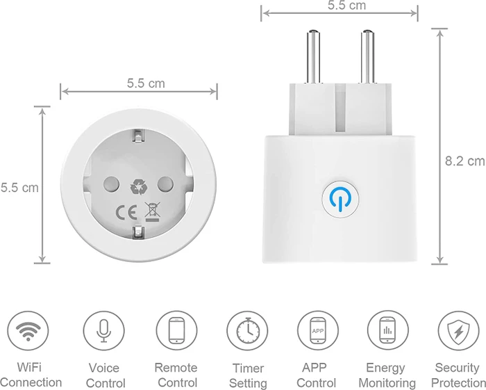 Antela 16A Wifi Smart Plug, 3680W, Smart-Steckdose mit Strommessfunktion, 4er-Pack