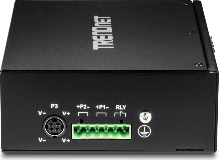 TRENDnet TI Hardened Industrial Railmount Gigabit Switch, 8x RJ-45, 2x RJ-45/SFP