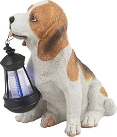 Globo Solar Figur Hund braun/weiß LED