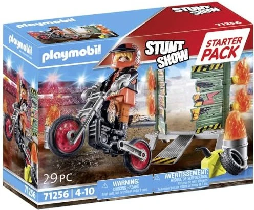 playmobil Stuntshow Starter Pack Stuntshow Motorrad mit Feuerwand