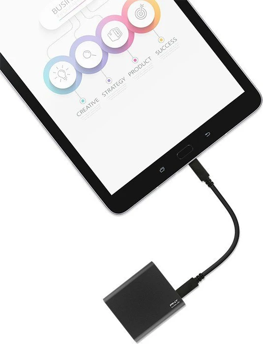 PNY Pro Elite Portable SSD, Dark Grey, 1TB, USB-C 3.1