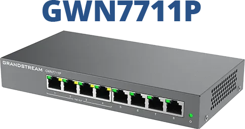 Grandstream GWN7711 Series Desktop Gigabit Managed Switch, 8x RJ-45, 60W PoE+
