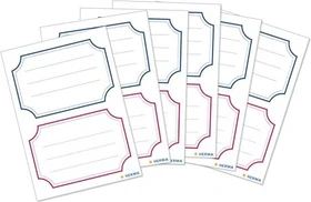 Herma Buchetiketten neutral blauer/roter Rand, 78x53mm, mehrfarbig, 6 Blatt (12 Etiketten)