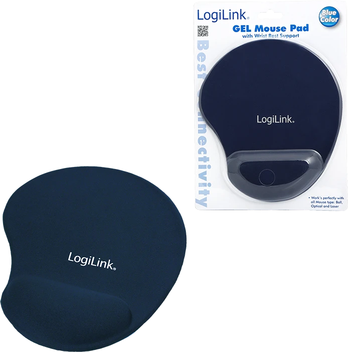 LogiLink Mauspad mit Silikon Gel Handauflage, blau