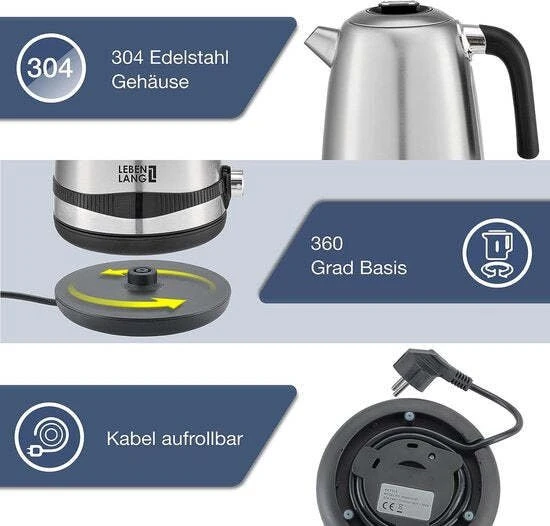 Lebenlang LBE2662 Wasserkocher edelstahl