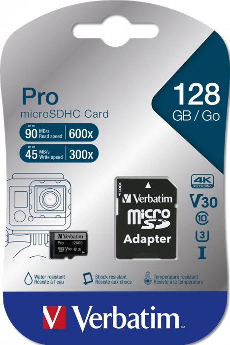 Verbatim Pro U3 R90/W45 128GB Kit, UHS-I U3, Class 10