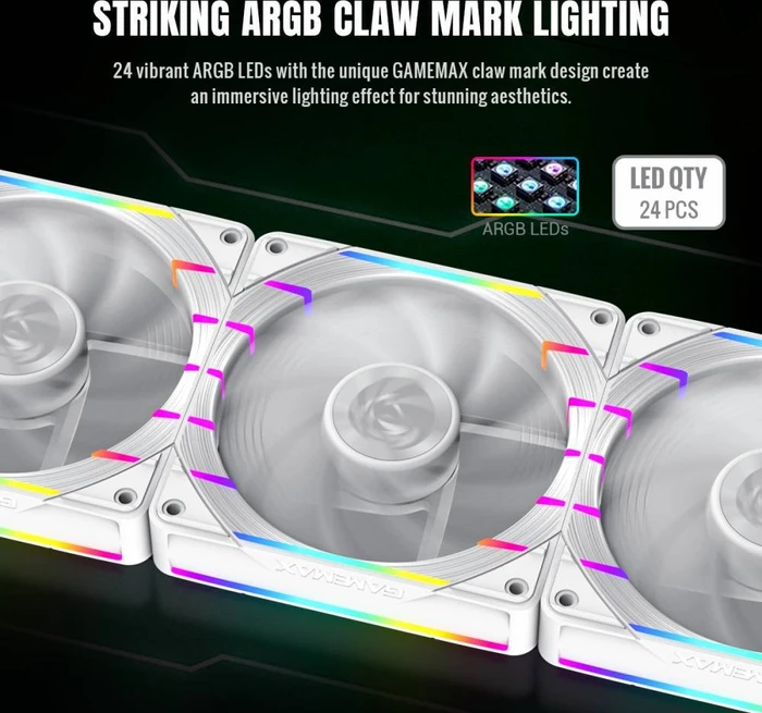 GameMax Tornado T12 ARGB-RW, weiß, 120mm