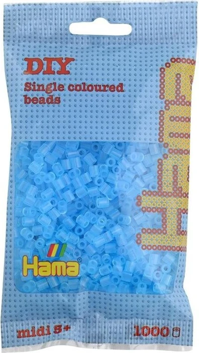 Hama midi Beutel mit Perlen 1000 Stück transparent aqua