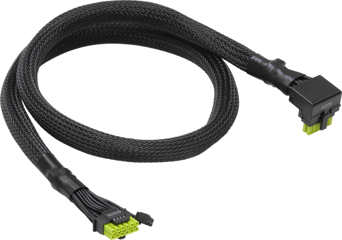 ASRock CB-12V2X6L600W, natives 12V-2x6 Kabel, 1x 16-Pin PCIe 5.1 Stecker auf 16-Pin PCIe 5.1 Stecker, schwarz, 90° gewinkelt, 70cm