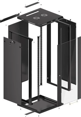 Lanberg 19" Wandschrank 42HE, hängend, Flat Pack, Glastür, IP20, RAL 9004, 600mm tief