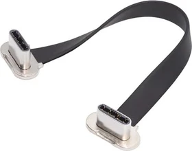 NFHK/Jimier USB Kabel, Angled Flat Cable, USB 2.0, 480Mb/s, 65W, USB-C [Stecker] auf USB-C [Stecker], beidseitig gewinkelt, 7cm