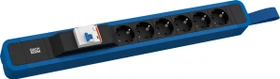 Bachmann Primo 2, 6-fach, mit Schlaufe, FI-Schutzschalter, 2m, blau/schwarz