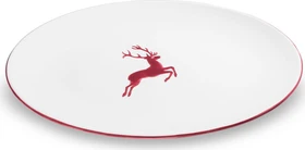Gmundner Keramik Bordeauxroter Hirsch Platte oval 33x26cm