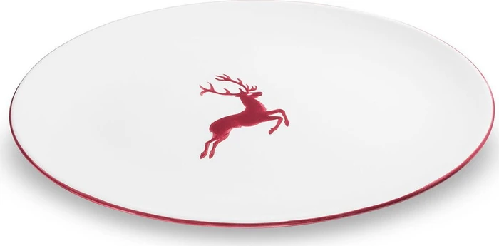Gmundner Keramik Bordeauxroter Hirsch Platte oval 33x26cm