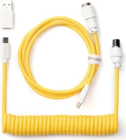 Keychron Coiled Aviator Cable, Tastaturkabel (Spiral-Textilkabel), 1.36m, gelb