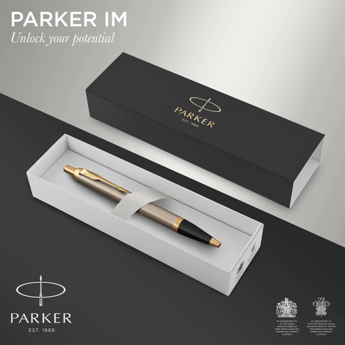 Parker IM Kugelschreiber brushed metal/gold trim, Blister