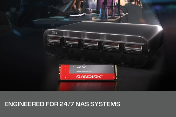 SanDisk NAS 800 NVMe SSD 7.68TB, M.2 2280 / M-Key / PCIe 5.0 x4