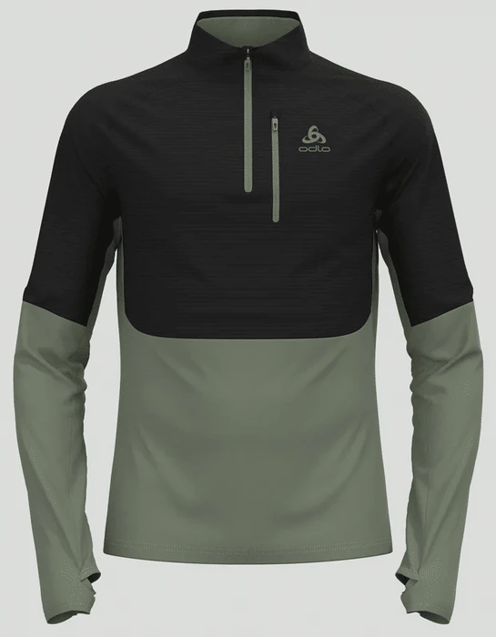 Odlo Descent Ceramiwarm Midlayer 1/2 Zip Funktionsshirt langarm matte green/black (Herren)