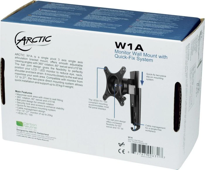 ARCTIC W1A Monitor-Wandhalterung schwarz