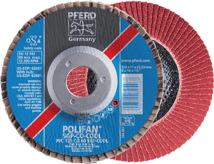Pferd PFF 125 CO-COOL 40 SG STEELOX POLIFAN Fächerschleifscheibe K40, 125x22.23mm, 10 Stück