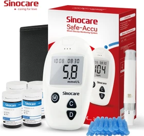 Sinocare Safe-Accu Blutzuckermessgerät inkl. 100 Teststreifen und Lanzetten (mmol/L)
