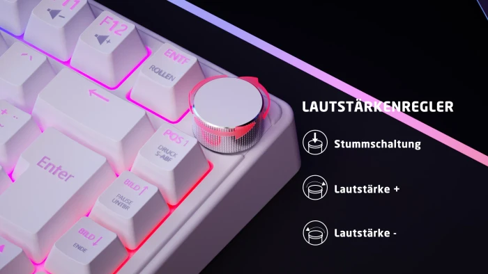 ISY IGK-6500 Gasket Mount Gaming Tastatur, 75% Layout, weiß, LEDs RGB, hot-swap, Outemu Red, USB, DE