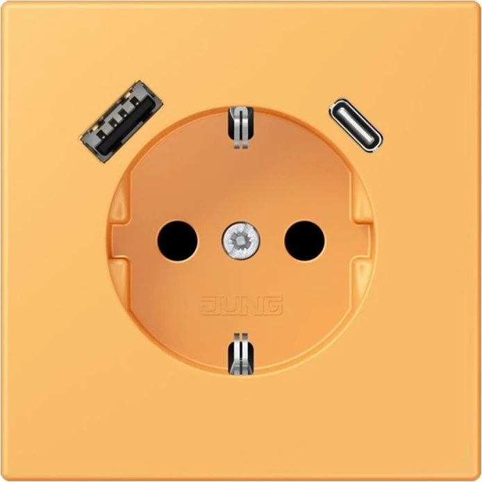 Jung Serie LS SCHUKO-Steckdose mit USB-Ladegerät Safety+, ocre jaune clair