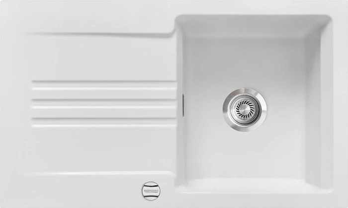 systemceram Kara 85 F Einbau Becken reversibel mit Ablauffernbedienung satin