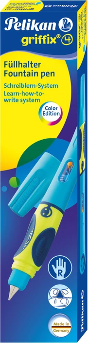 Pelikan griffix 4 neon fresh blue, rechte Hand, Anfänger, Faltschachtel