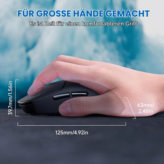 Attack Shark X8 Plus Tri-mode Wireless Gaming Mouse, schwarz, inkl. Grip Tape & C06 Ultra LED Kabel, USB/Bluetooth