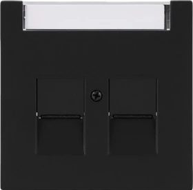 Busch-Jaeger Zentralscheibe mit Beschriftungsfeld Modular-Jack-Einsatz, Keystone 2-fach schwarz - Busch-art linear