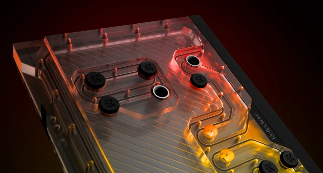 EK Water Blocks Quantum Line EK-Quantum Reflection² PC-O11D XL D5 PWM D-RGB, Verteilerplatte mit Pumpe, Screen Edition