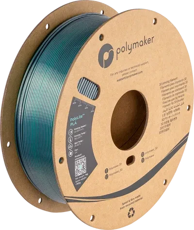Polymaker PolyLite Silk PLA, Jadeite Green-Chrome, Spule, 1.75mm, 1.00kg