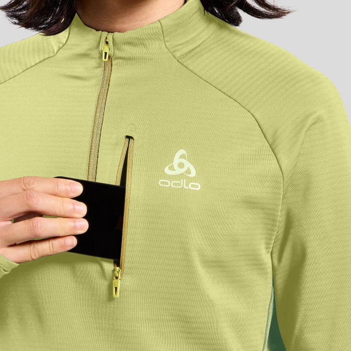 Odlo Descent Ceramiwarm Midlayer 1/2 Zip Funktionsshirt langarm shadow lime (Herren)
