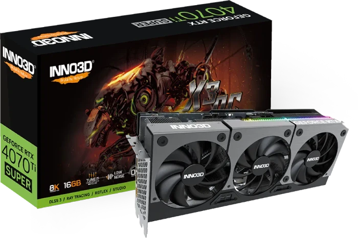 INNO3D GeForce RTX 4070 Ti SUPER X3 OC, 16GB GDDR6X, HDMI, 3x DP