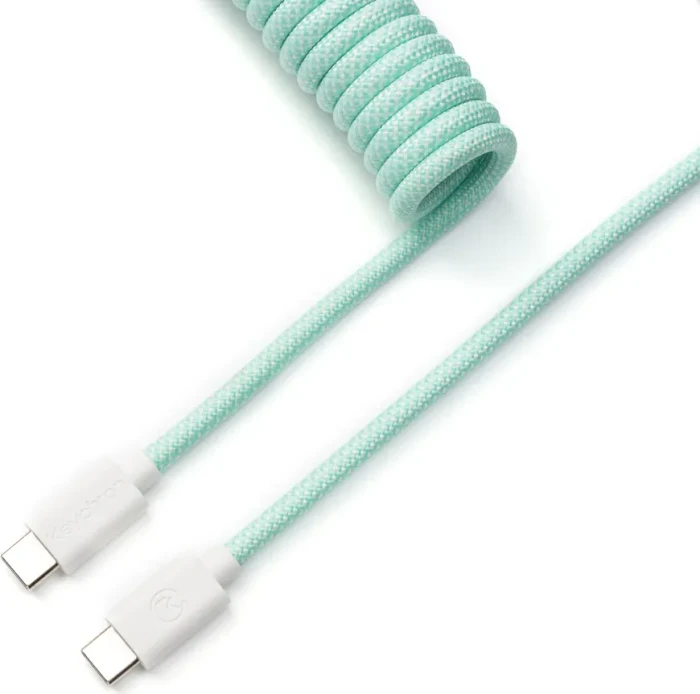 Keychron Coiled Aviator Cable, Tastaturkabel (Spiral-Textilkabel), 1.36m, türkis