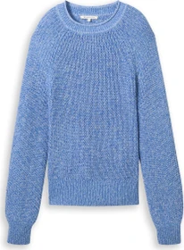 Tom Tailor Strickpullover mit leichten Ballonärmeln Strickpullover sicilian blue melange (Damen)