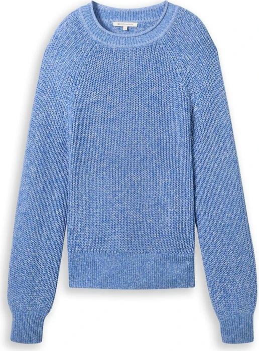 Tom Tailor Strickpullover mit leichten Ballonärmeln Strickpullover sicilian blue melange (Damen)
