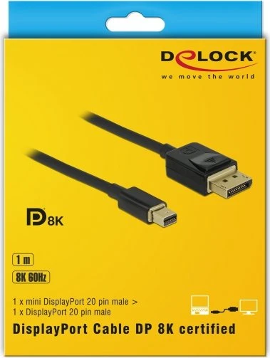 DeLOCK DisplayPort/Mini DisplayPort 1.4 Kabel 8K 60Hz schwarz, 1m