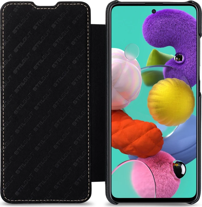 Stilgut Book Type Leather Case Nappa für Samsung Galaxy A51 schwarz