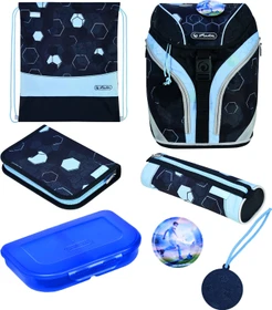 Herlitz SoftLight Plus Greenline Cyber Soccer Schultaschen-Set, 6-tlg.