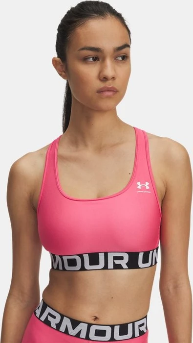 Under Armour HeatGear Armour Mid Sport-BH super pink/white (Damen)