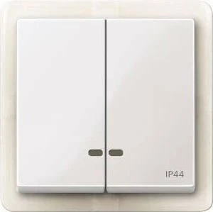 Merten System M Doppelwippe Kontrollfenster IP44 Thermoplast brillant, polarweiß