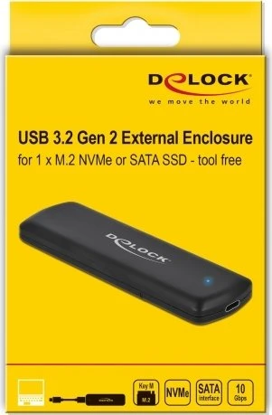 DeLOCK USB 3.2 Gen 2 External Enclosure, USB-C 3.1