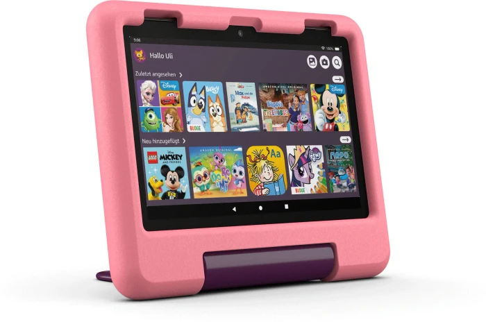 Amazon Fire HD 8 KFRAPWI 2024, ohne Werbung, rosa, 32GB, Disney-Prinzessinnen-Design, Kids Edition