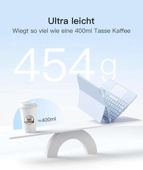 Inateck ACE Touch Ultraleicht Tastatur für iPad Pro 11" (M4), blau, DE
