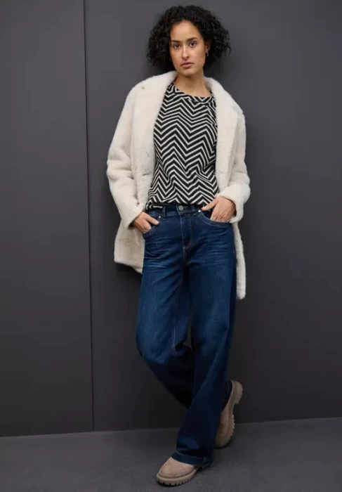 Street One Gemustertes Jacquard Shirt langarm schwarz (Damen)