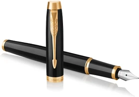 Parker IM black lacquer/gold trim, rechte Hand, mittel, Geschenkbox